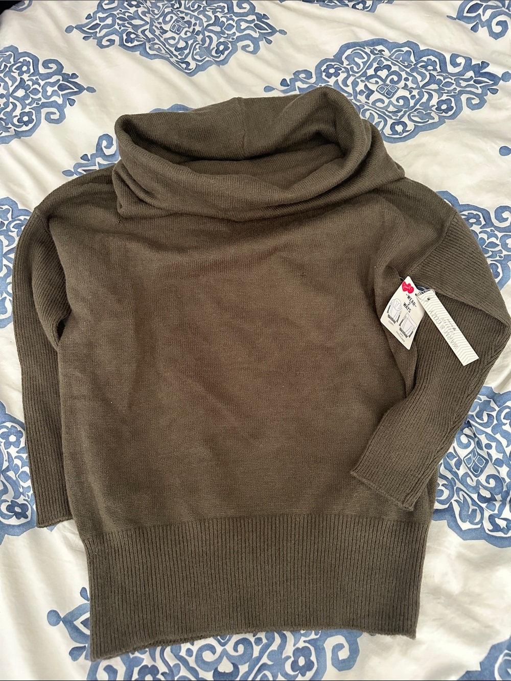 Women's Olive Cowl Neck Sweater
